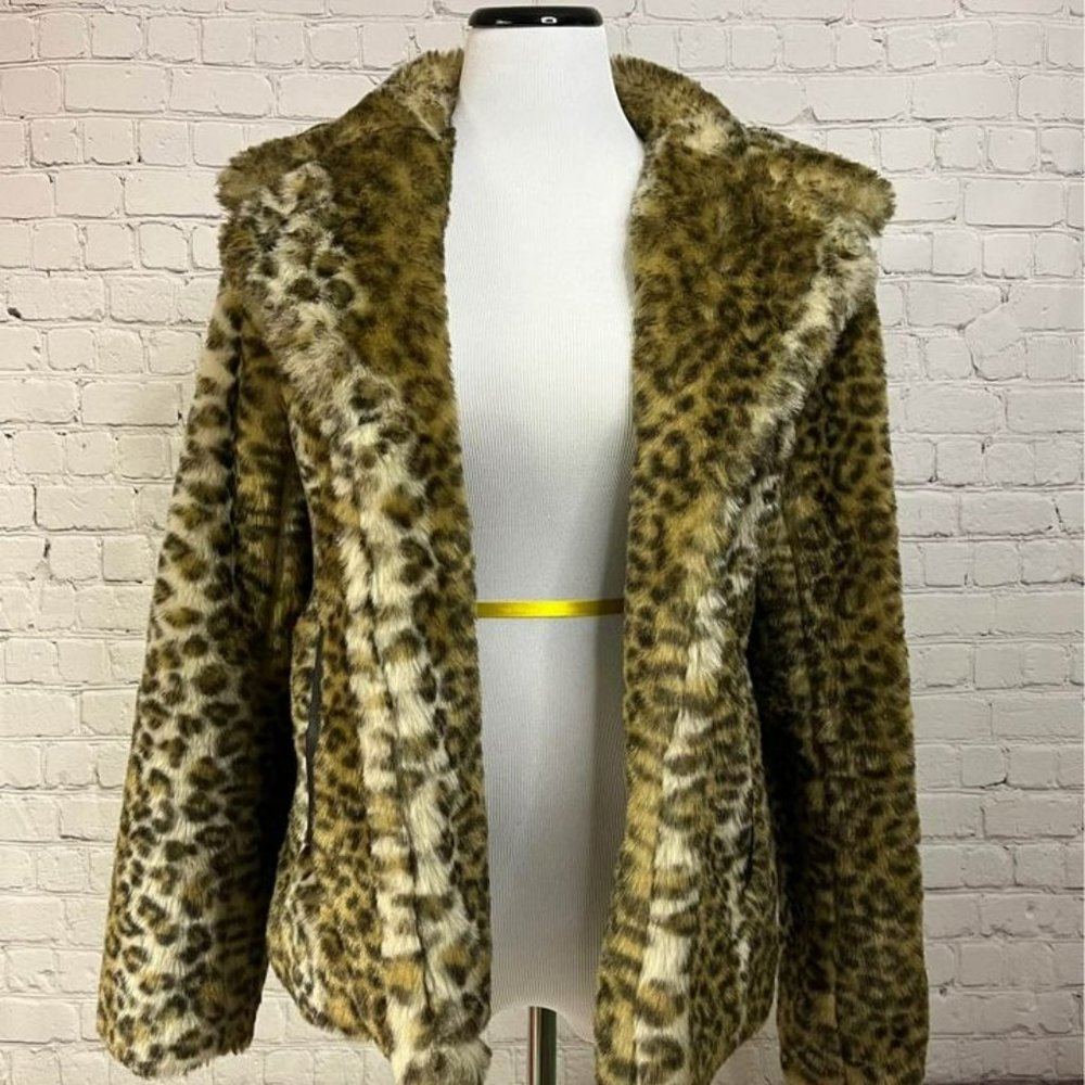 Via Spiga Coat - Leopard Print Faux Fur - Size XS